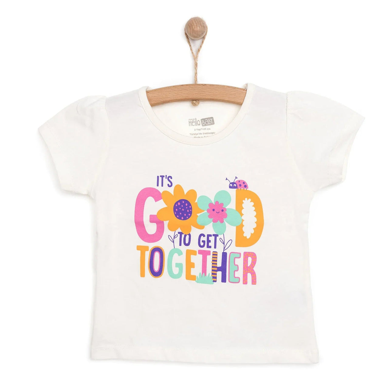 HelloBaby Basic Girl Text Patterned T-shirt - Ecru - Miu Mau Collectibles