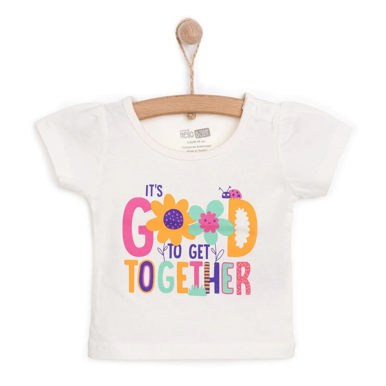 HelloBaby Basic Girl Text Patterned T-shirt - Ecru - Miu Mau Collectibles
