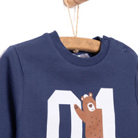 HelloBaby Basic Low Raised Lion Printed Sweatshirt - Navy Blue - Miu Mau Collectibles