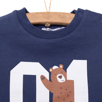 HelloBaby Basic Low Raised Lion Printed Sweatshirt - Navy Blue - Miu Mau Collectibles