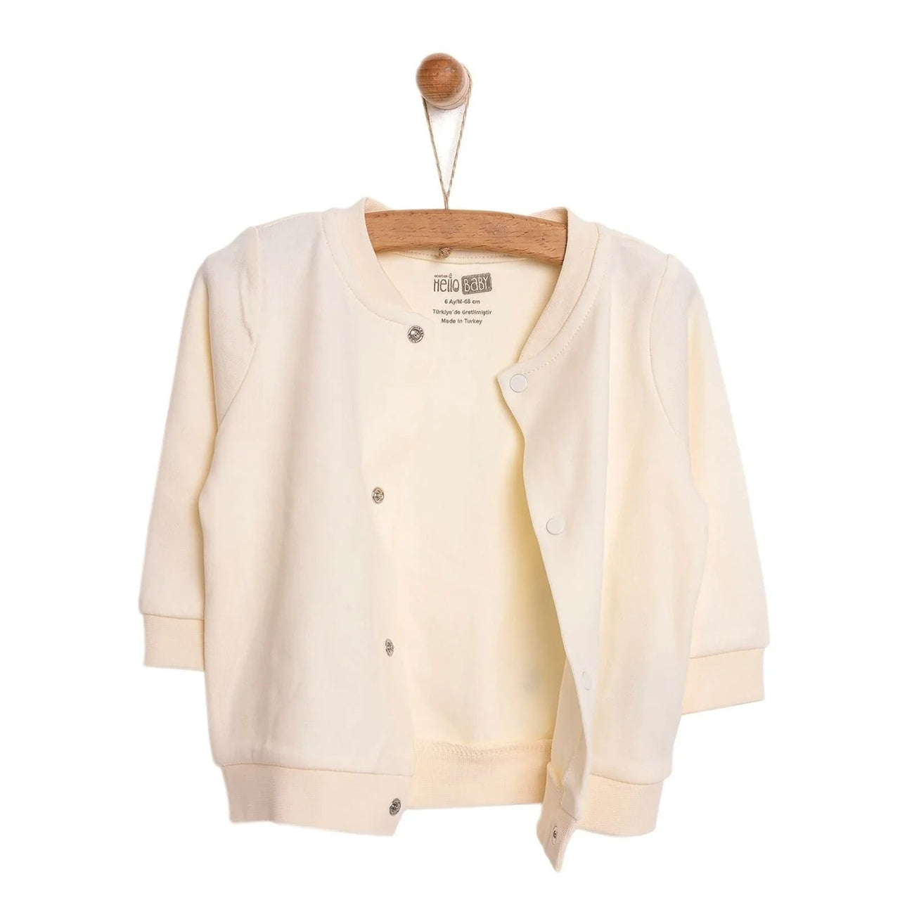 HelloBaby Basic Rib Cardigan - Ecru - Miu Mau Collectibles