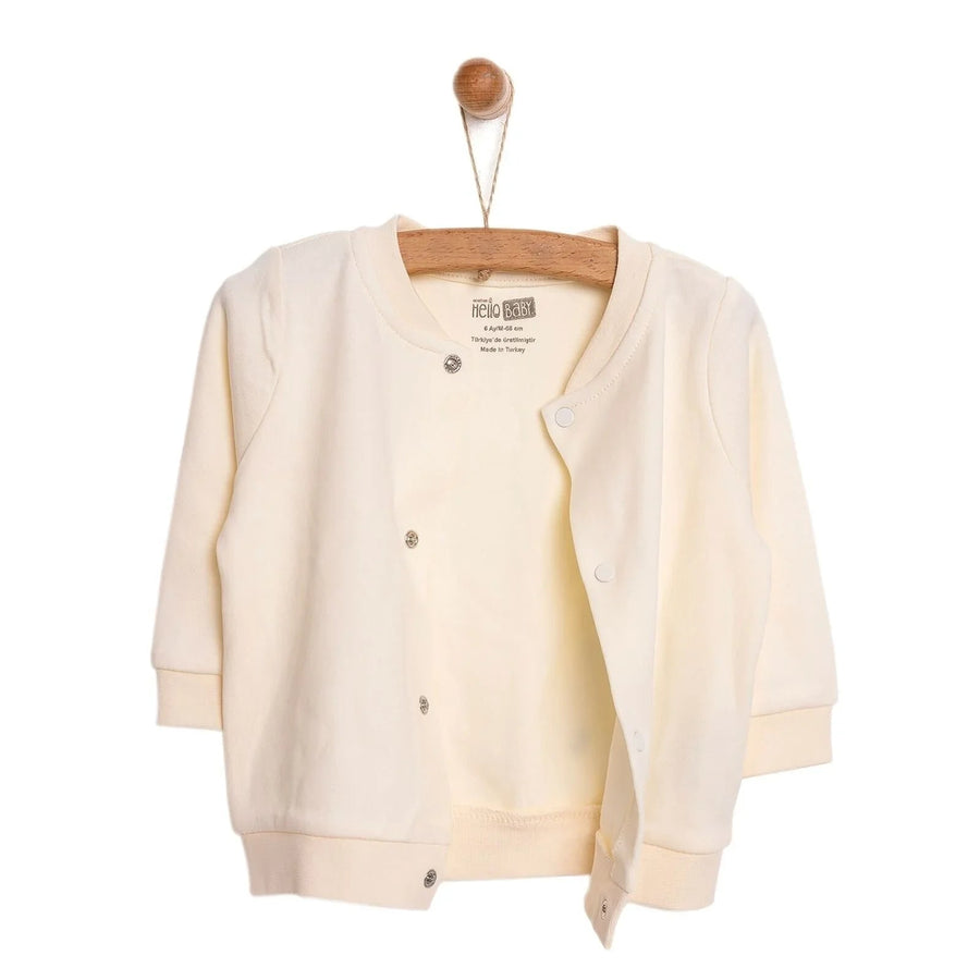 HelloBaby Basic Rib Cardigan - Ecru - Miu Mau Collectibles