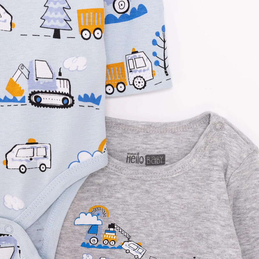 HelloBaby Boy 2 - Pack Long Sleeve Bodysuit - Blue - Miu Mau Collectibles