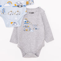 HelloBaby Boy 2 - Pack Long Sleeve Bodysuit - Blue - Miu Mau Collectibles