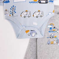 HelloBaby Boy 2 - Pack Long Sleeve Bodysuit - Blue - Miu Mau Collectibles