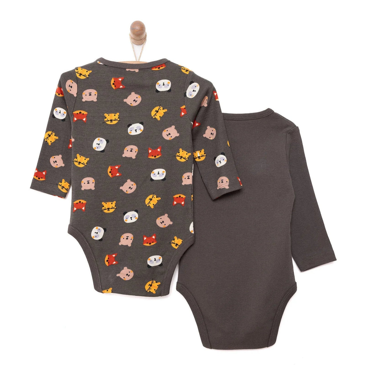 HelloBaby Boy 2 - Pack Long Sleeve Bodysuit - Dark Grey - Miu Mau Collectibles