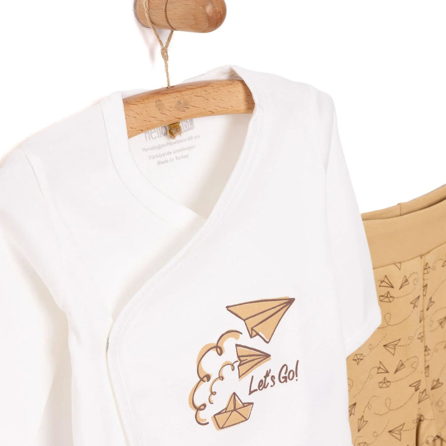 HelloBaby Boy 5 Piece Newborn Set - Beige - Miu Mau Collectibles