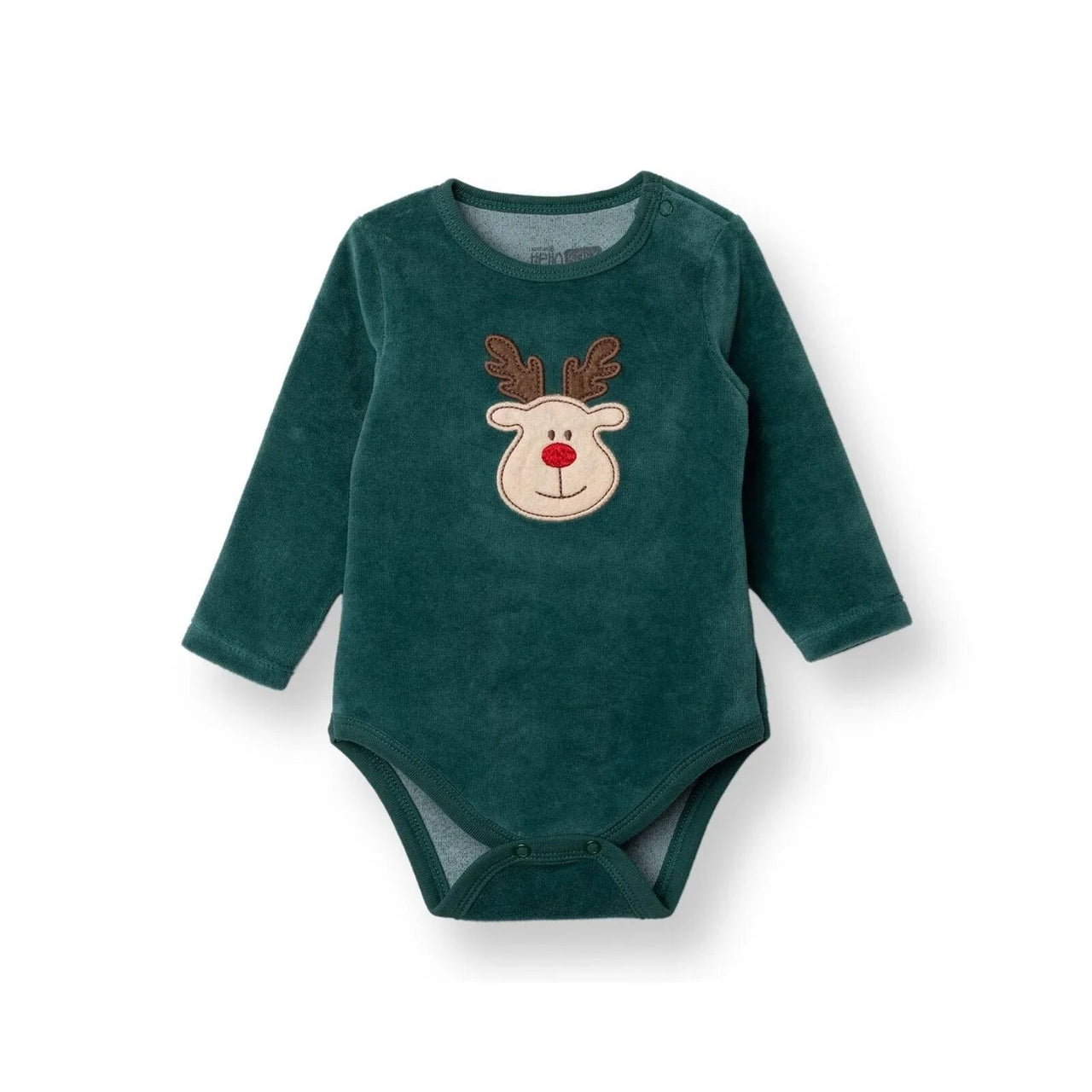 HelloBaby Boys Long Sleeve Bodysuit Christmas with Poppers Crew Neck Long Sleeve - Green - Miu Mau Collectibles
