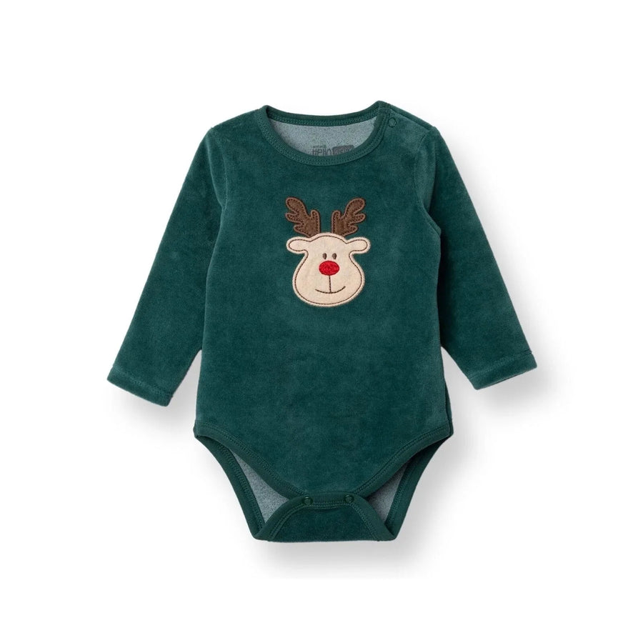 HelloBaby Boys Long Sleeve Bodysuit Christmas with Poppers Crew Neck Long Sleeve - Green - Miu Mau Collectibles