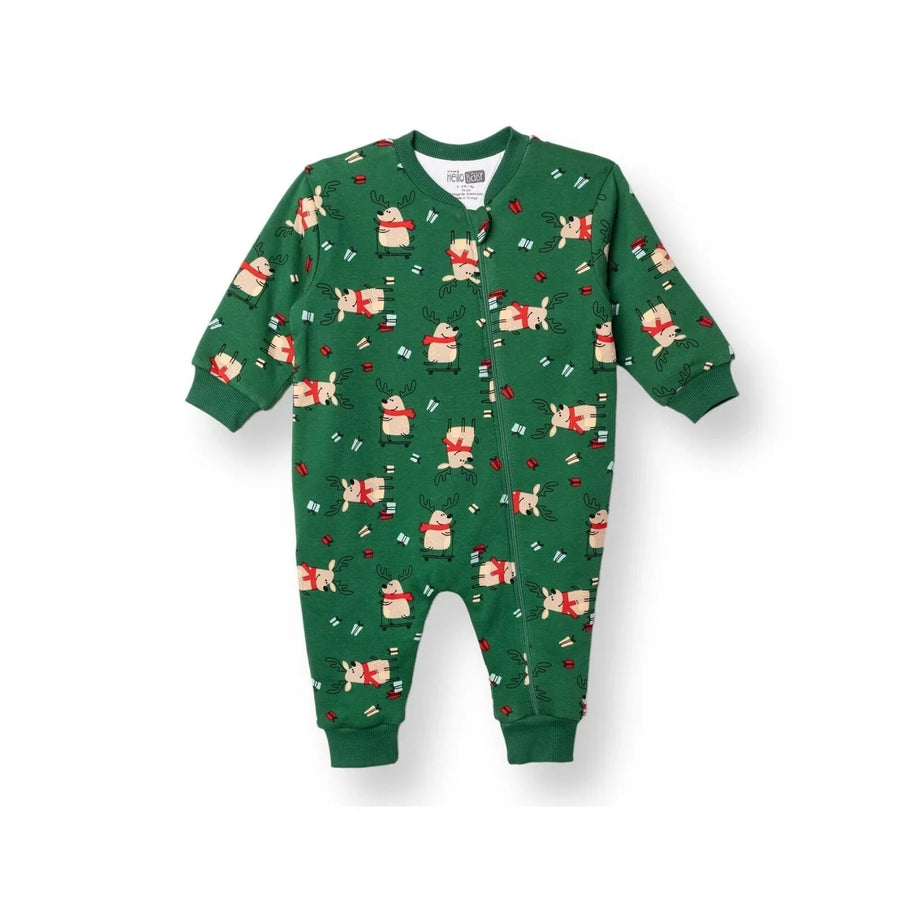 HelloBaby Christmas Baby Boy Sleepsuit - Dark Green - Miu Mau Collectibles