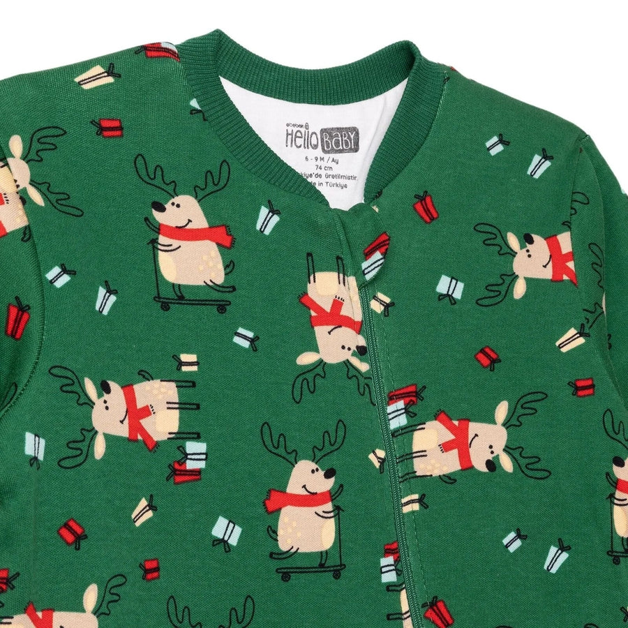 HelloBaby Christmas Baby Boy Sleepsuit - Dark Green - Miu Mau Collectibles