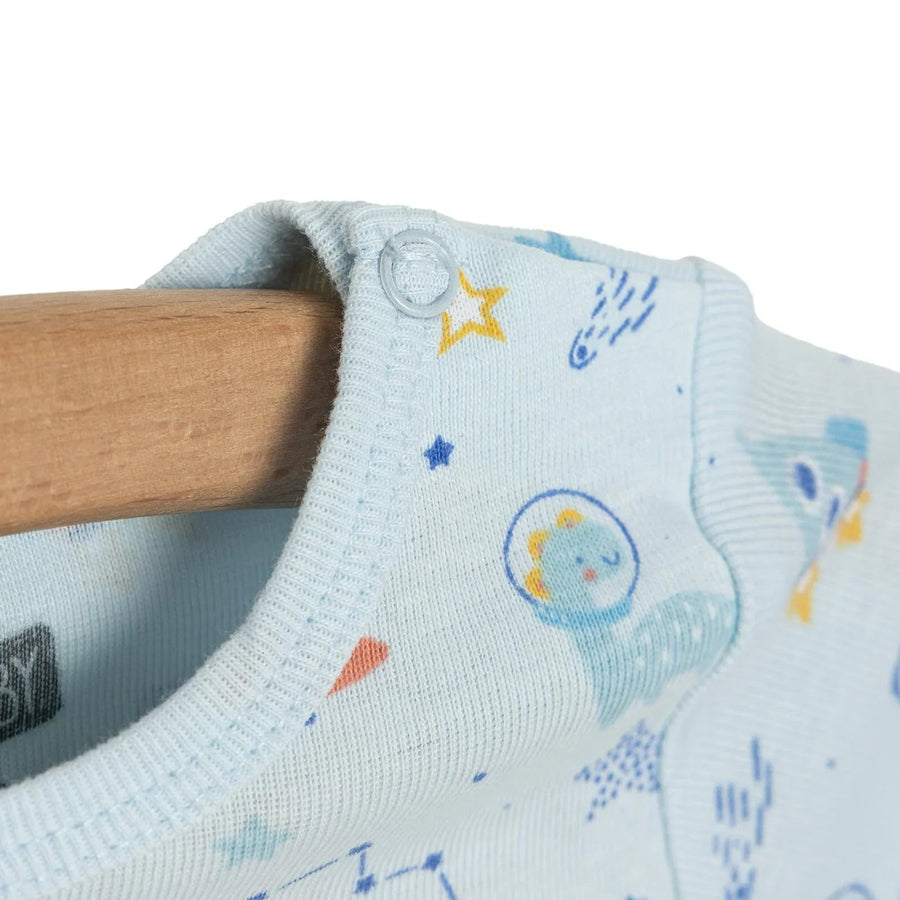 HelloBaby Galaxy Patterned Short Sleeve Bodysuit - Blue - Miu Mau Baby & Kids Store