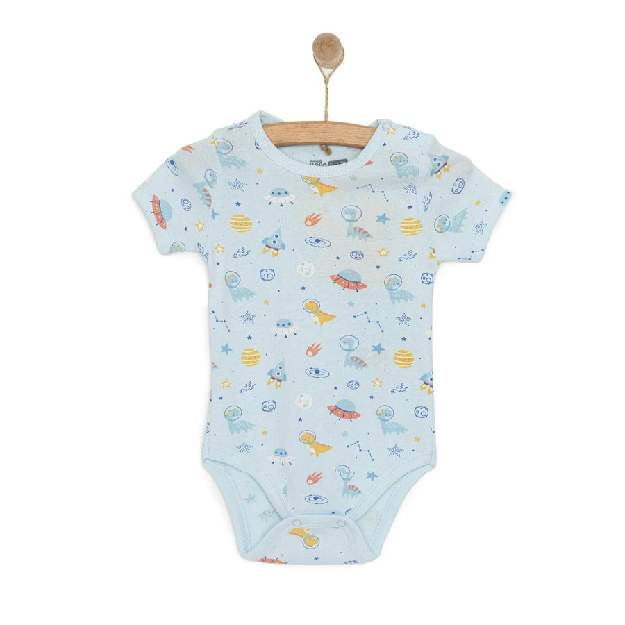 HelloBaby Galaxy Patterned Short Sleeve Bodysuit - Blue - Miu Mau Baby & Kids Store
