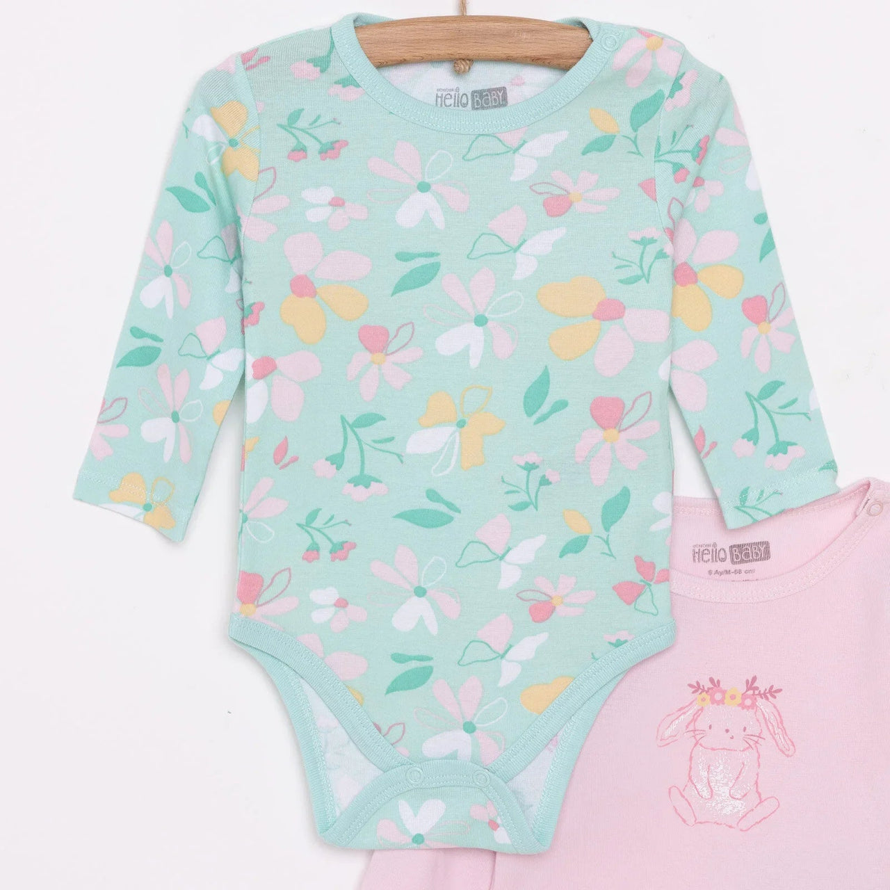 HelloBaby Girl 2 - Pack Long Sleeve Bodysuit - Light Pink - Miu Mau Collectibles