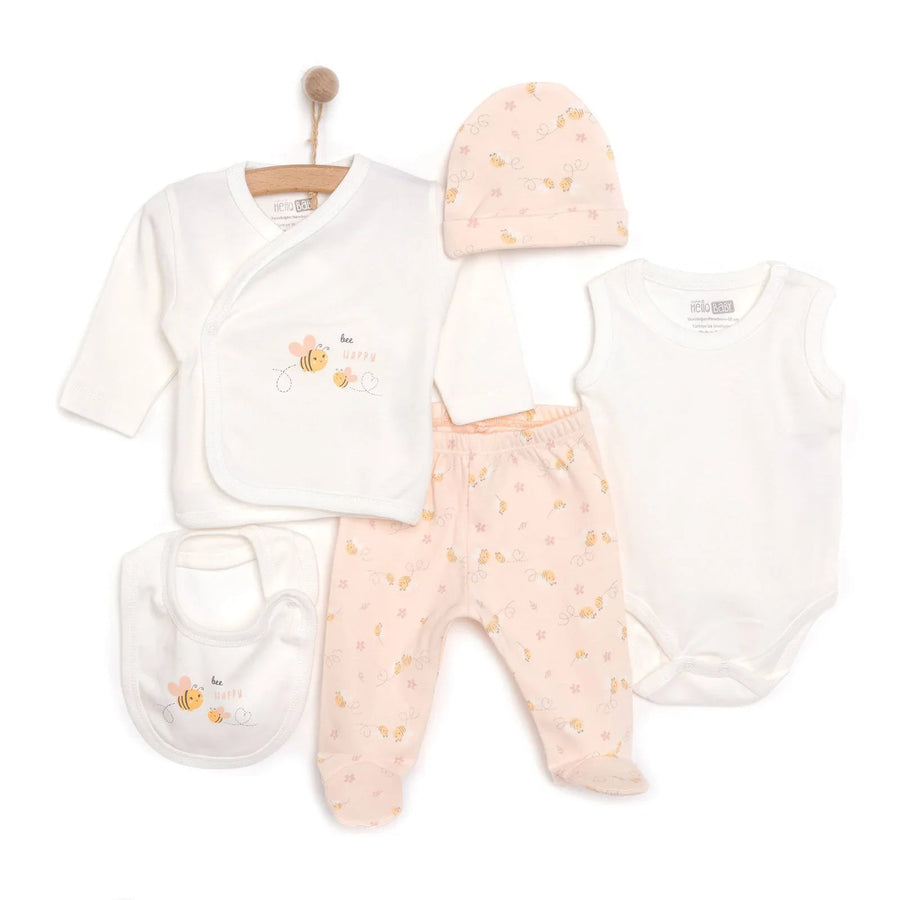 HelloBaby Girl 5 Piece Newborn Gift Set - Yellow - Miu Mau Collectibles