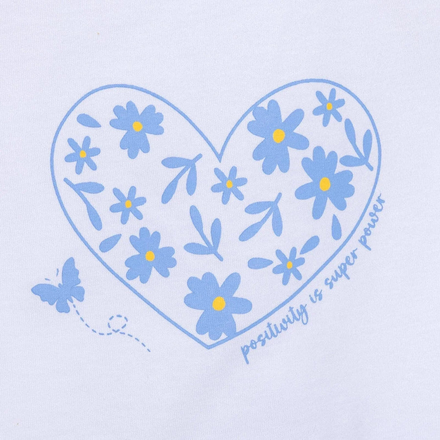 HelloBaby Girl Heart & Flower Patterned Short & T-shirt - Light Blue - Miu Mau Collectibles
