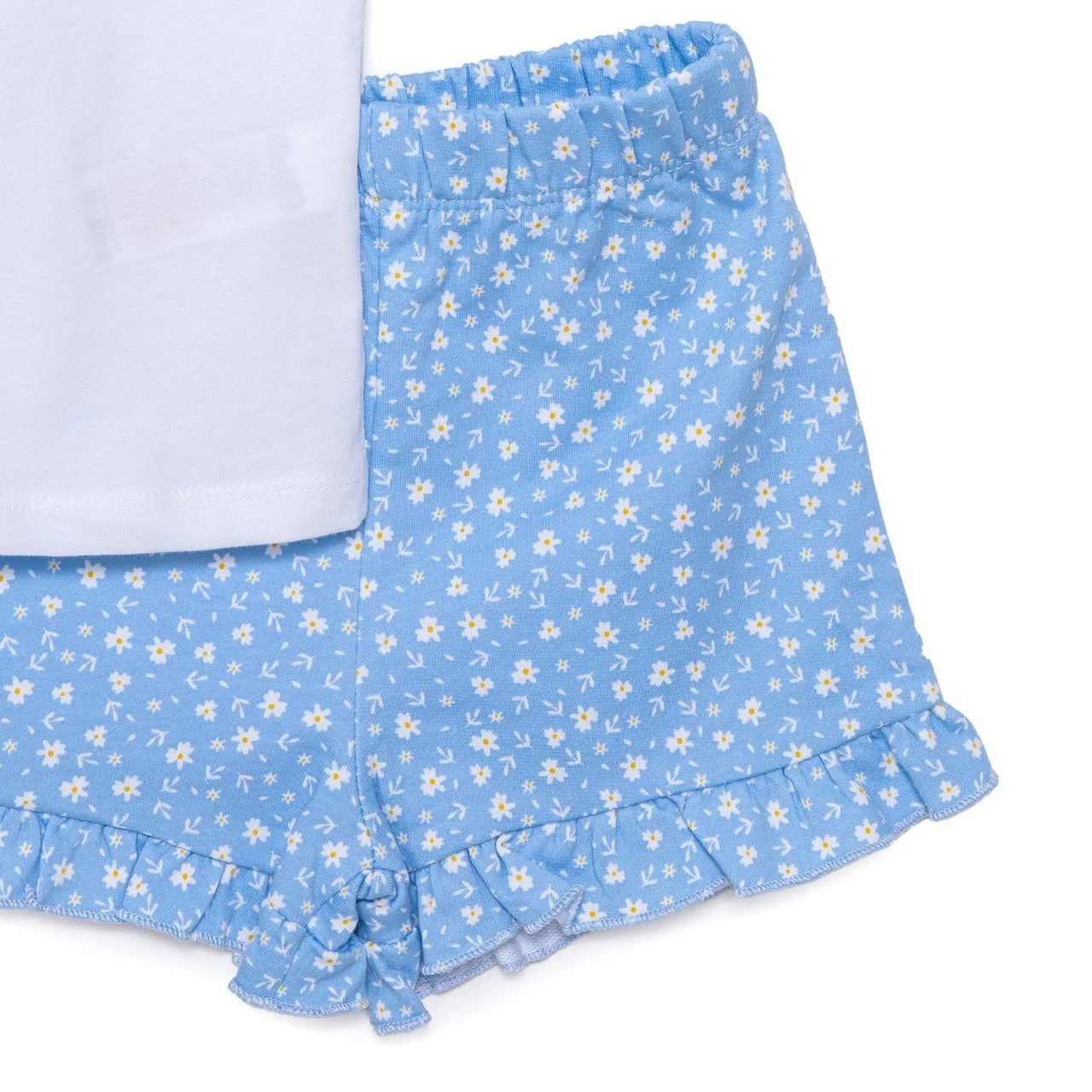 HelloBaby Girl Heart & Flower Patterned Short & T-shirt - Light Blue - Miu Mau Collectibles