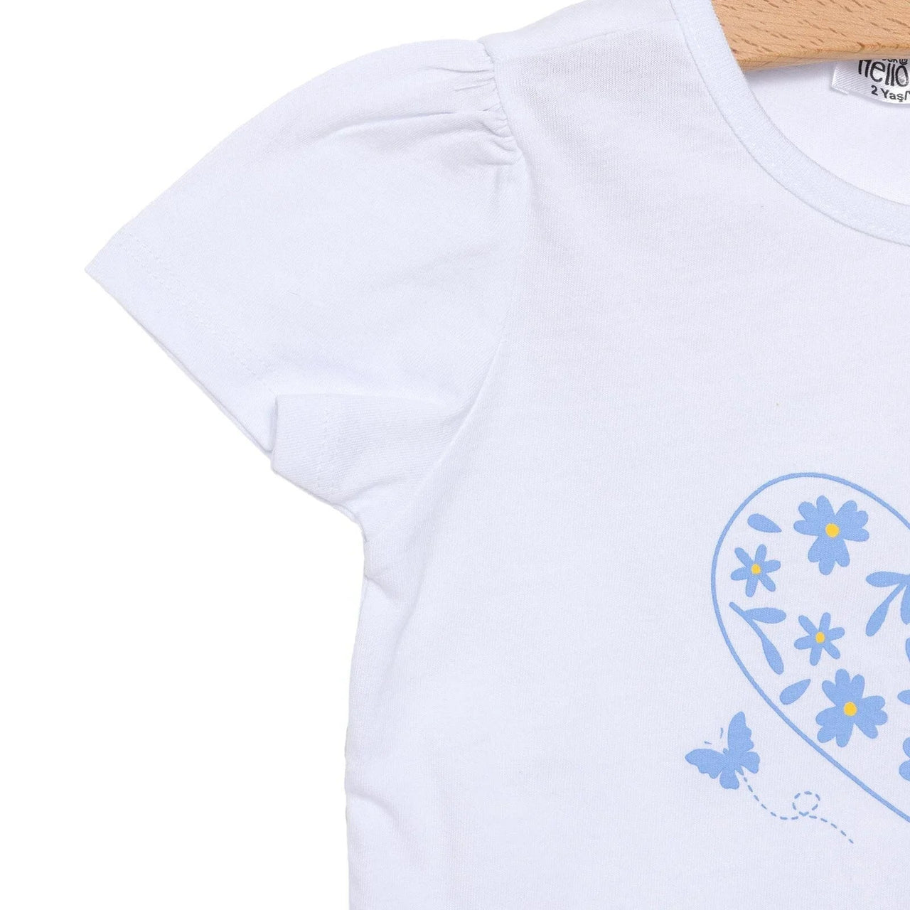HelloBaby Girl Heart & Flower Patterned Short & T-shirt - Light Blue - Miu Mau Collectibles
