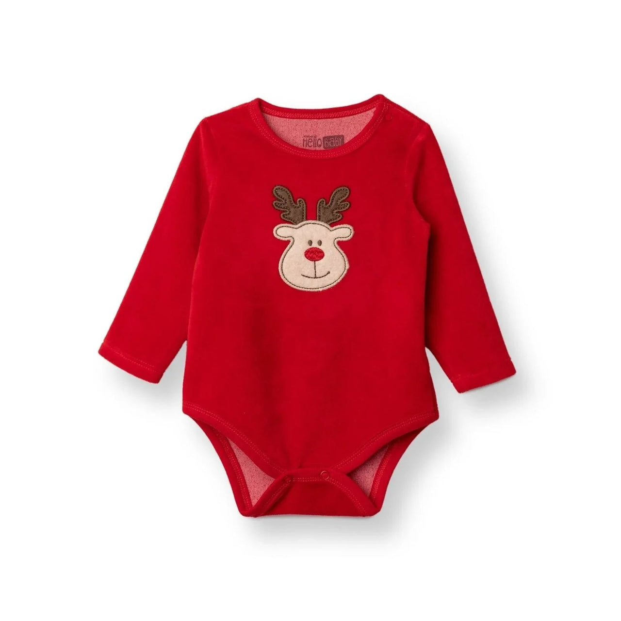 HelloBaby Girls Long Sleeve Bodysuit Christmas with Poppers Crew Neck Long Sleeve - Red - Miu Mau Collectibles