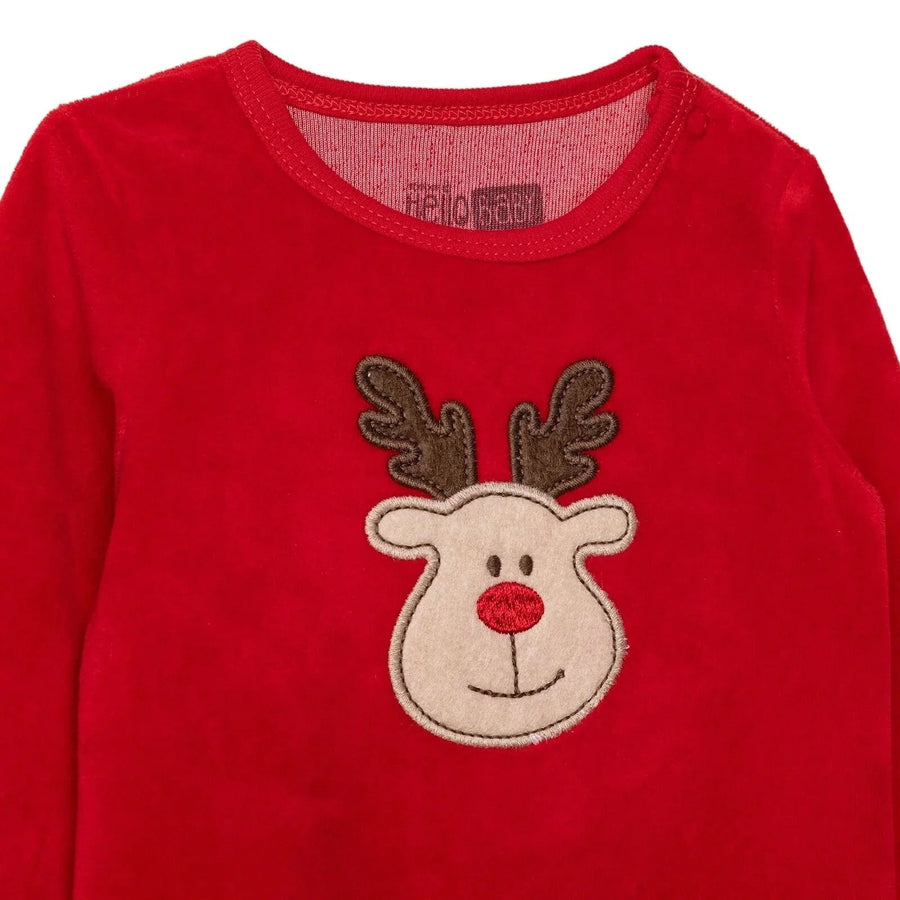 HelloBaby Girls Long Sleeve Bodysuit Christmas with Poppers Crew Neck Long Sleeve - Red - Miu Mau Collectibles