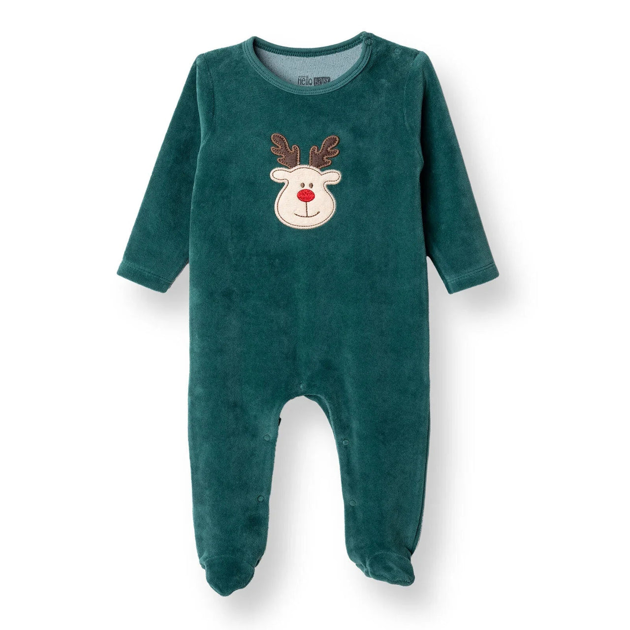 HelloBaby My First Christmas Newborn Unisex Velvet Footed Jumpsuit - Green - Miu Mau Collectibles