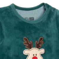 HelloBaby My First Christmas Newborn Unisex Velvet Footed Jumpsuit - Green - Miu Mau Collectibles