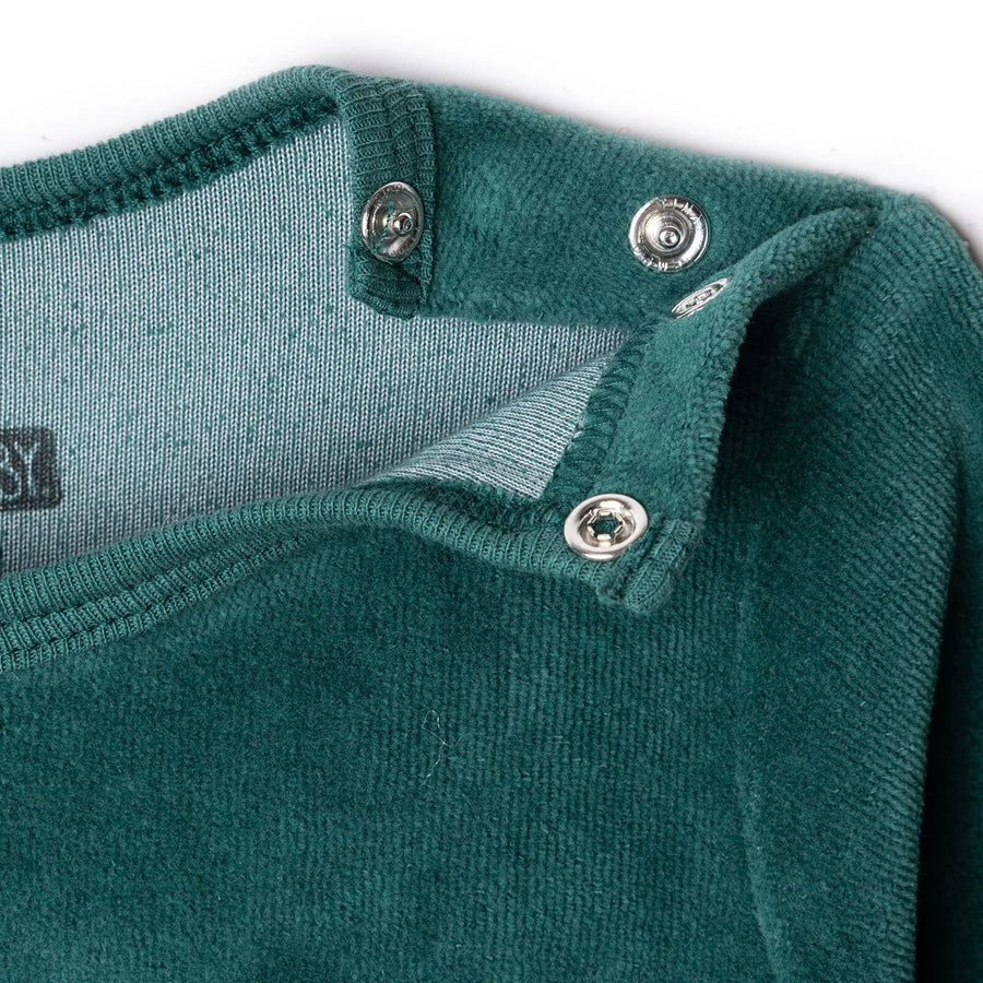 HelloBaby My First Christmas Newborn Unisex Velvet Footed Jumpsuit - Green - Miu Mau Collectibles