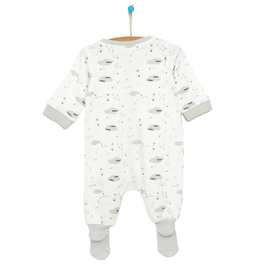 HelloBaby Newborn Baby Boy Footed Jumpsuit - Ecru - Miu Mau Collectibles