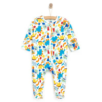 HelloBaby Newborn Baby Boy Footed Jumpsuit - Ecru - Miu Mau Collectibles