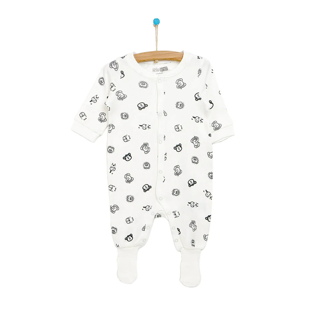 HelloBaby Newborn Baby Boy Footed Jumpsuit - White - Miu Mau Collectibles
