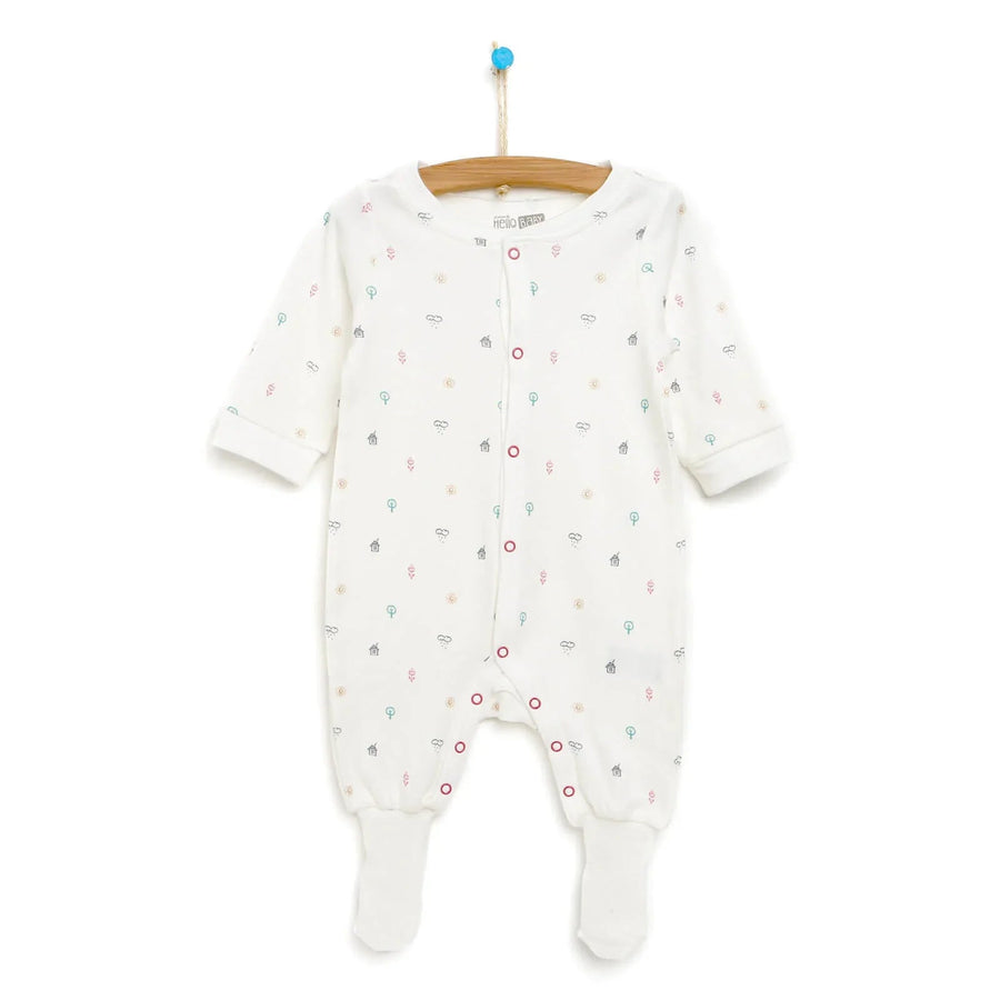 HelloBaby Newborn Baby Girl Footed Jumpsuit - Beige Melange - Miu Mau Collectibles