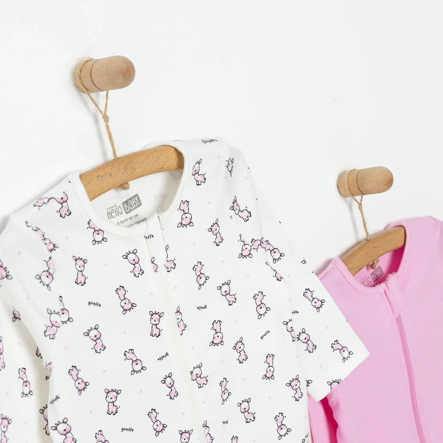 HelloBaby Newborn Baby Girl Footed Jumpsuit - Pink - Miu Mau Collectibles