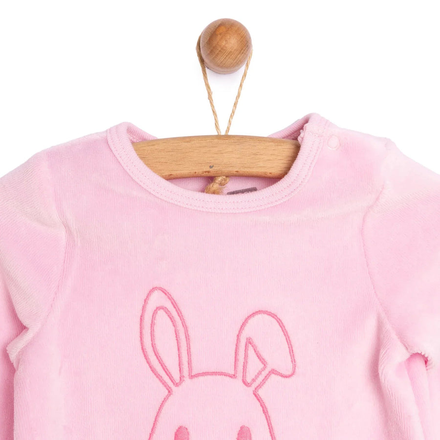 HelloBaby Newborn Baby Girl Velvet Footed Jumpsuit - Pink - Miu Mau Collectibles