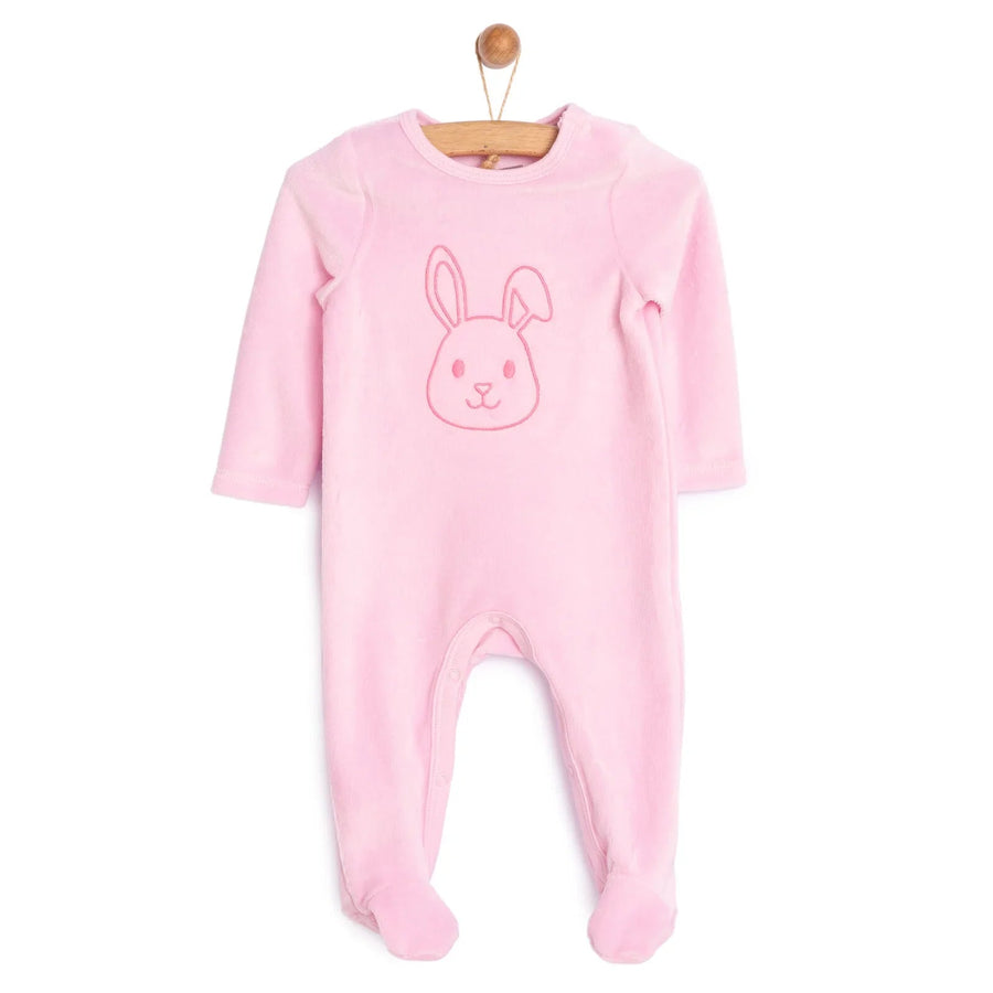 HelloBaby Newborn Baby Girl Velvet Footed Jumpsuit - Pink - Miu Mau Collectibles