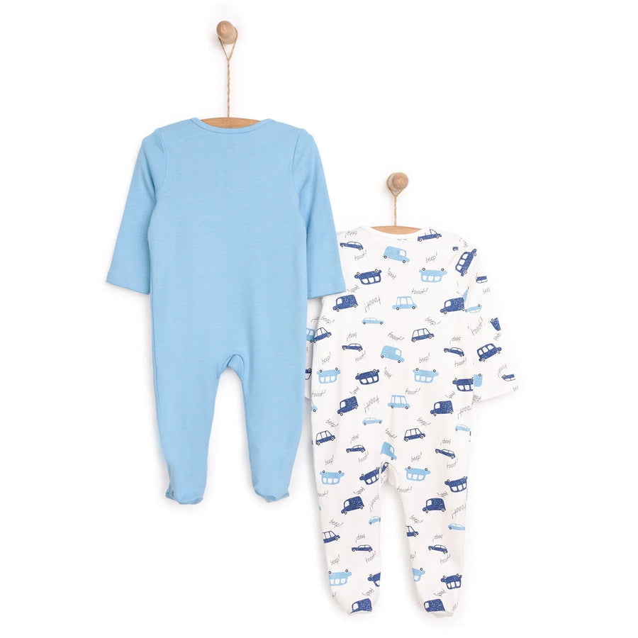HelloBaby Newborn Boy 2 Piece Footed Jumpsuit - Blue - Miu Mau Collectibles