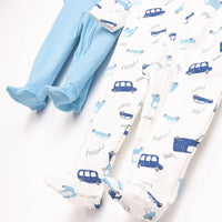 HelloBaby Newborn Boy 2 Piece Footed Jumpsuit - Blue - Miu Mau Collectibles