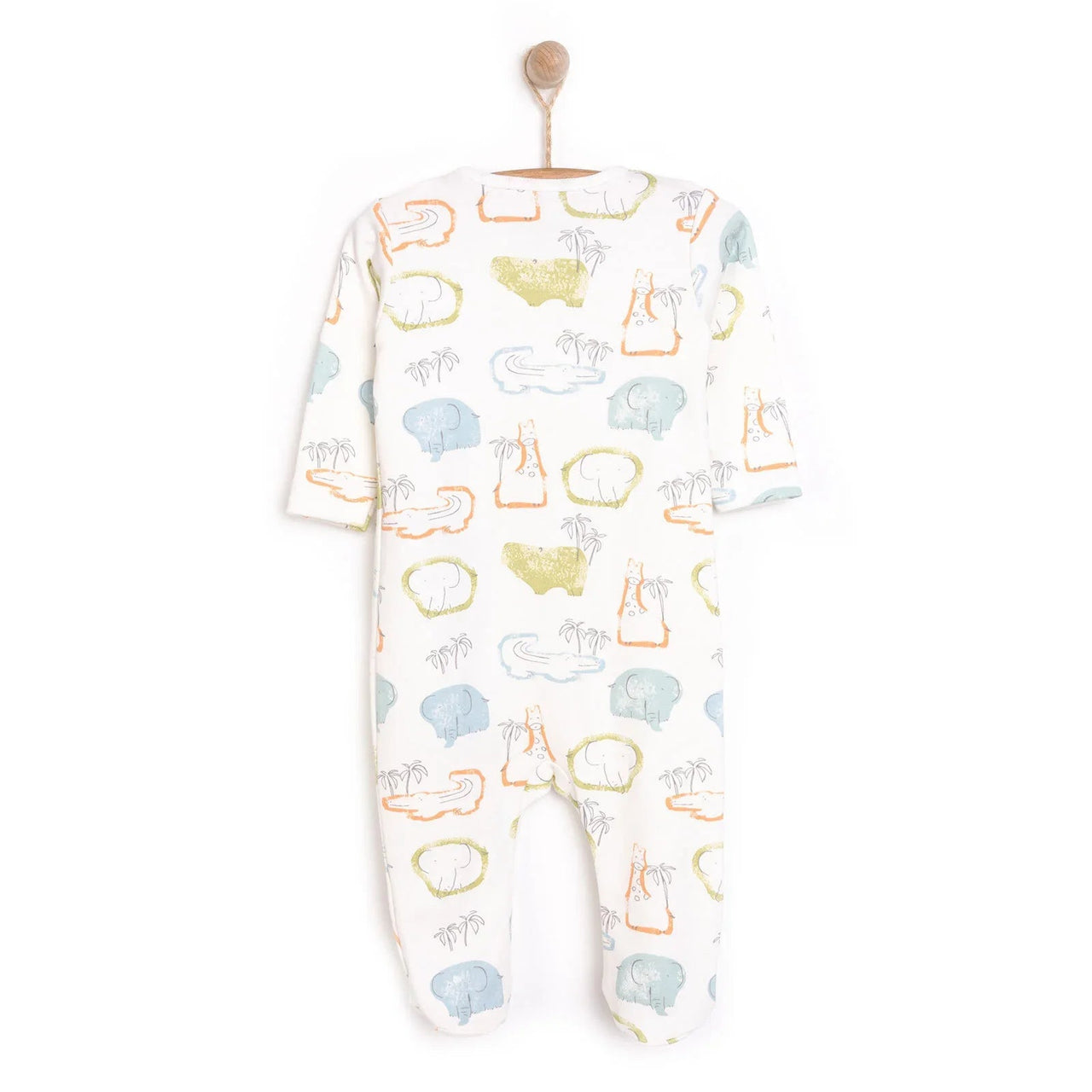 HelloBaby Newborn Boy Footed Jumpsuit - Ecru - Miu Mau Collectibles
