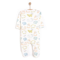 HelloBaby Newborn Boy Footed Jumpsuit - Ecru - Miu Mau Collectibles