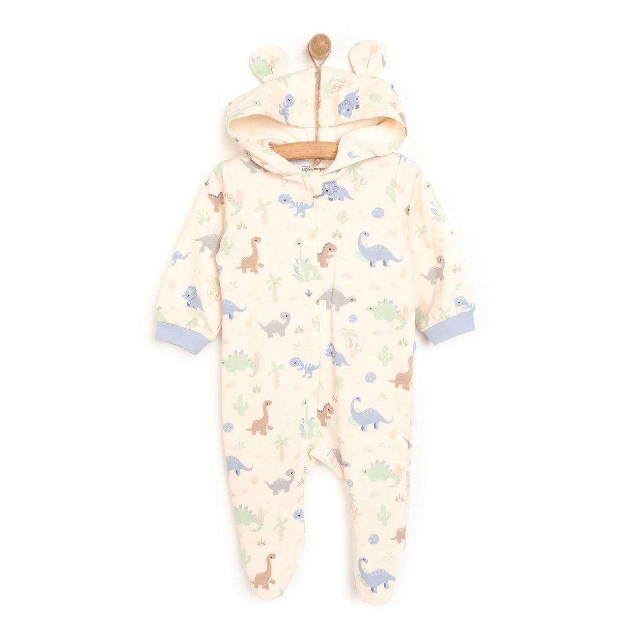 HelloBaby Newborn Boy Hooded Jumpsuit - Ecru - Miu Mau Collectibles