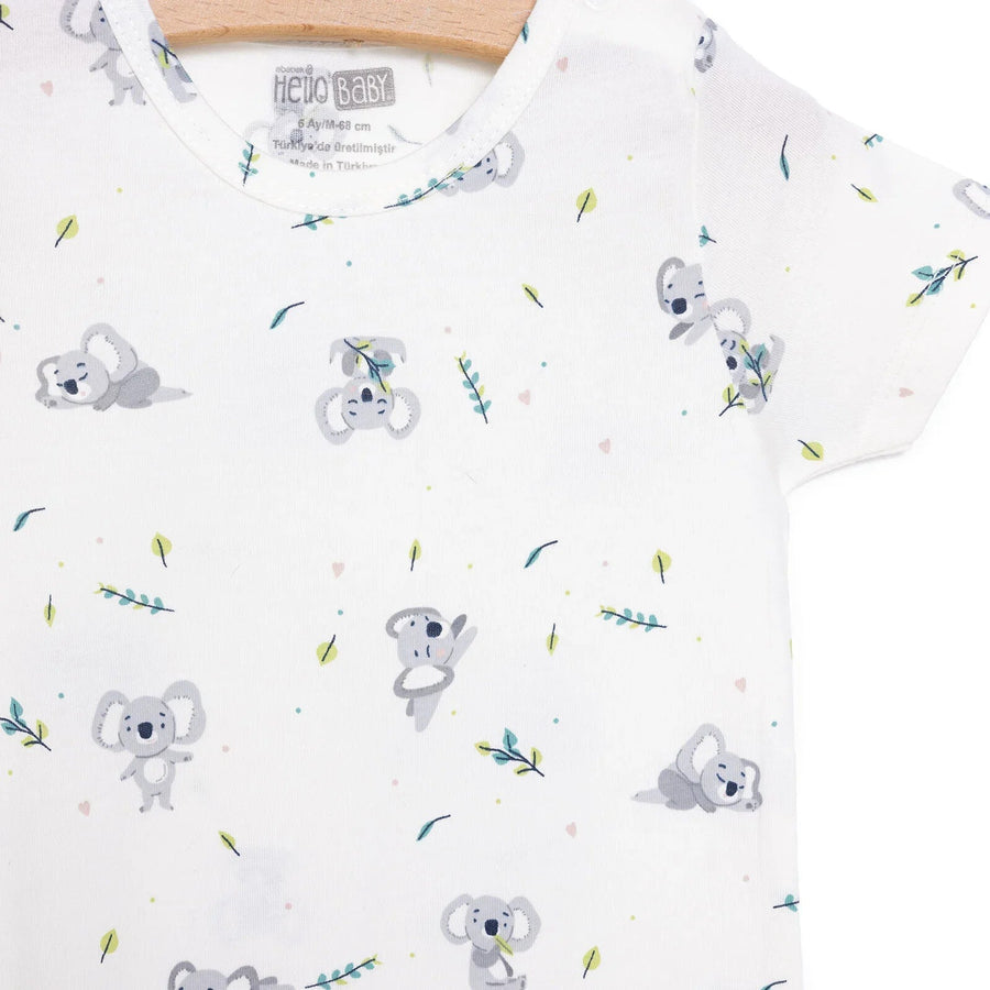 HelloBaby Newborn Boy Short Overalls - Ecru - Miu Mau Collectibles