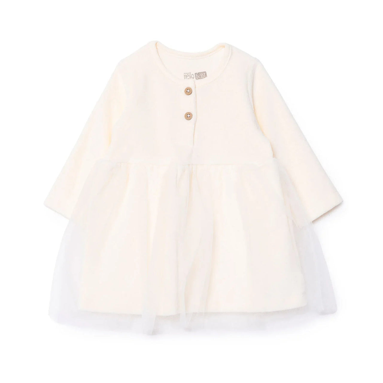 HelloBaby Newborn Dress - Ecru - Miu Mau Collectibles