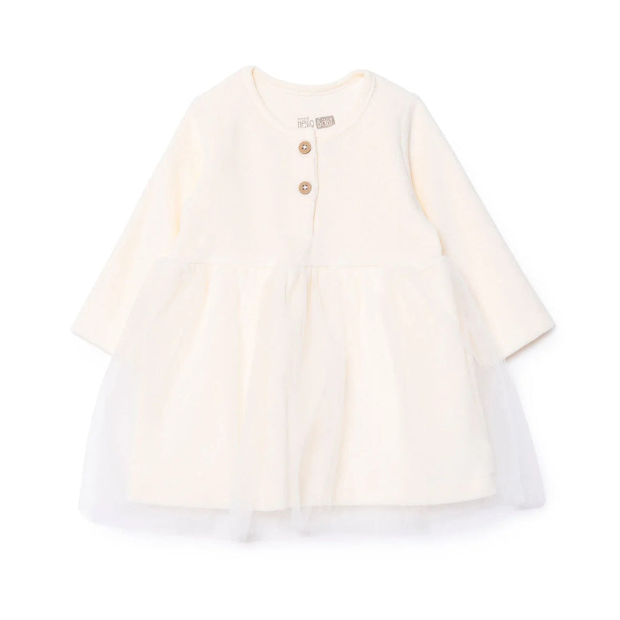 HelloBaby Newborn Dress - Ecru - Miu Mau Collectibles