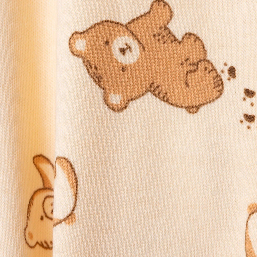 HelloBaby Newborn Footed Jumpsuit - Beige Printed - Miu Mau Collectibles