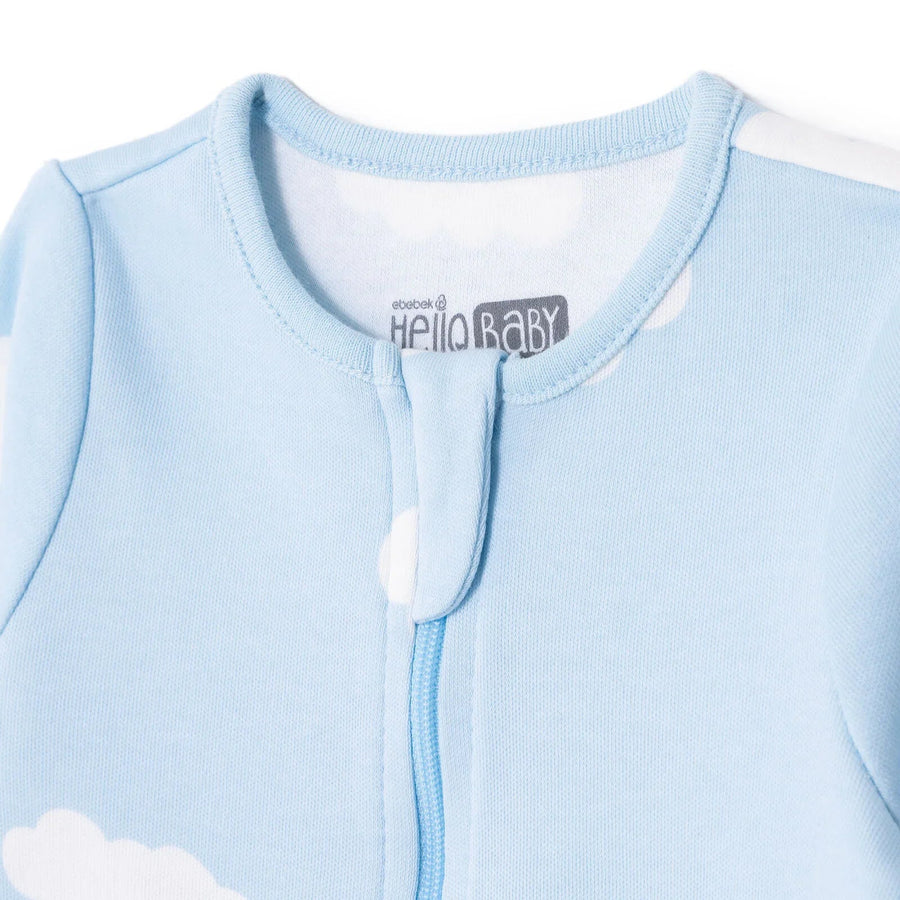HelloBaby Newborn Footed Jumpsuit - Light Blue - Miu Mau Collectibles