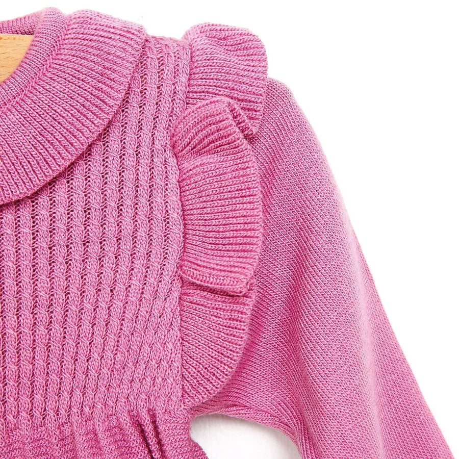 HelloBaby Newborn Frilled Knit Short Overall - Lilac - Miu Mau Collectibles