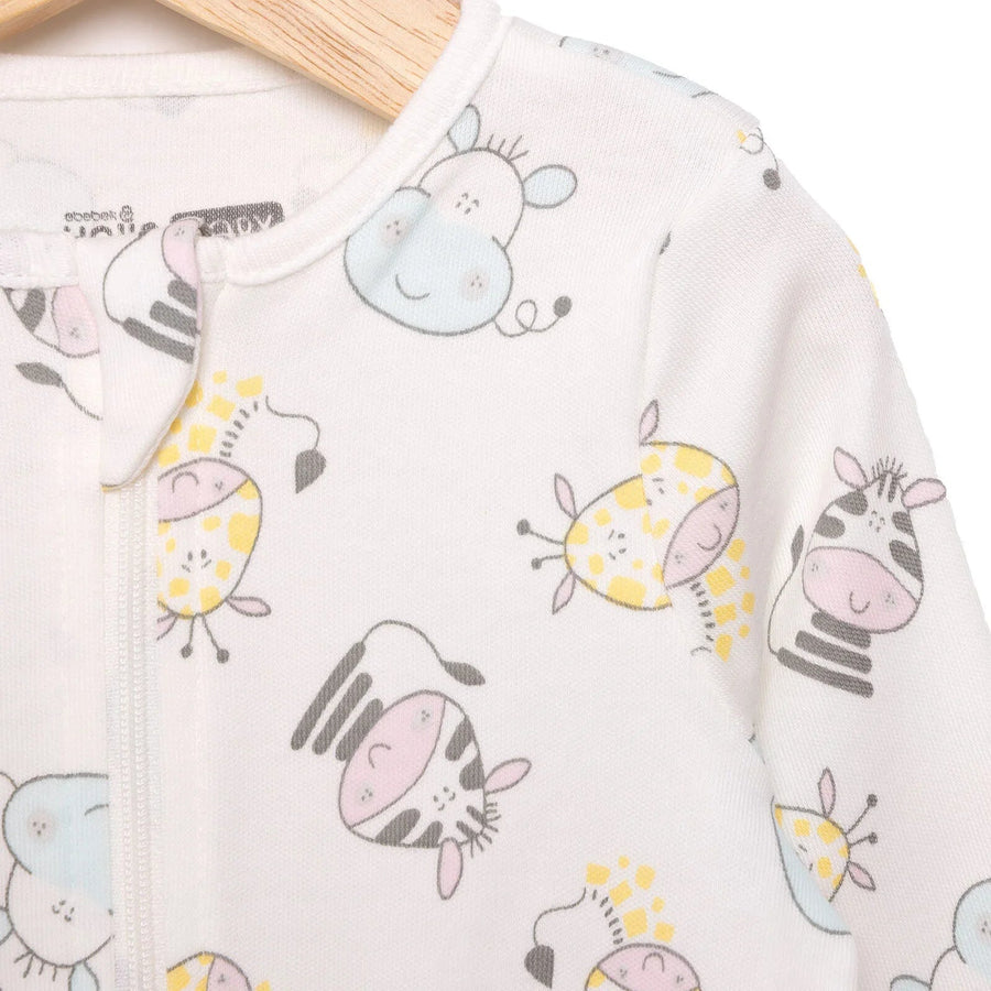 HelloBaby Newborn Girl Footed Jumpsuit - Ecru - Miu Mau Collectibles