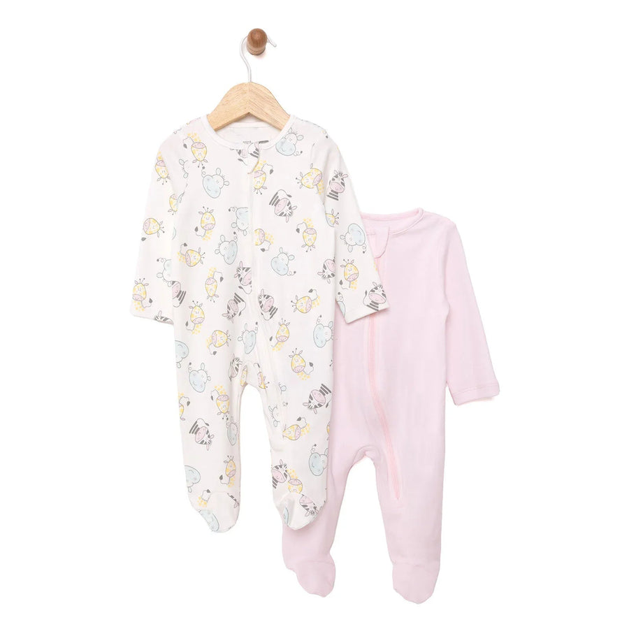 HelloBaby Newborn Girl Footed Jumpsuit - Ecru - Miu Mau Collectibles