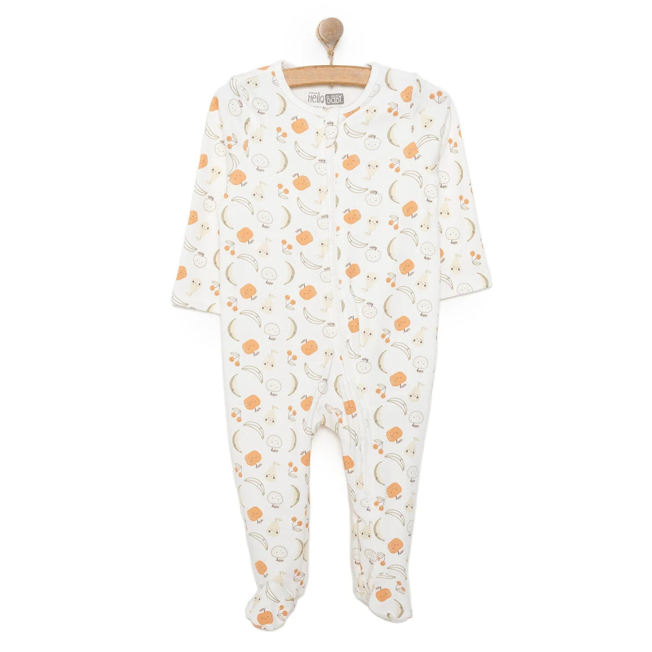 HelloBaby Newborn Girl Organic Footed Jumpsuit - Ecru - Miu Mau Collectibles