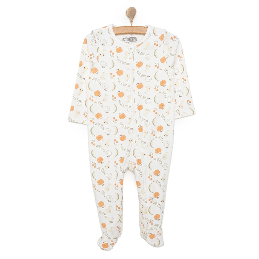 HelloBaby Newborn Girl Organic Footed Jumpsuit - Ecru - Miu Mau Collectibles