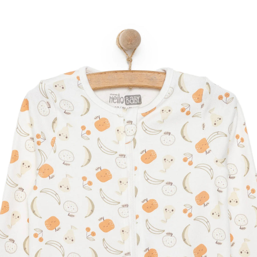 HelloBaby Newborn Girl Organic Footed Jumpsuit - Ecru - Miu Mau Collectibles